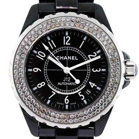 black chanel watch with diamonds|chanel j12 price list.